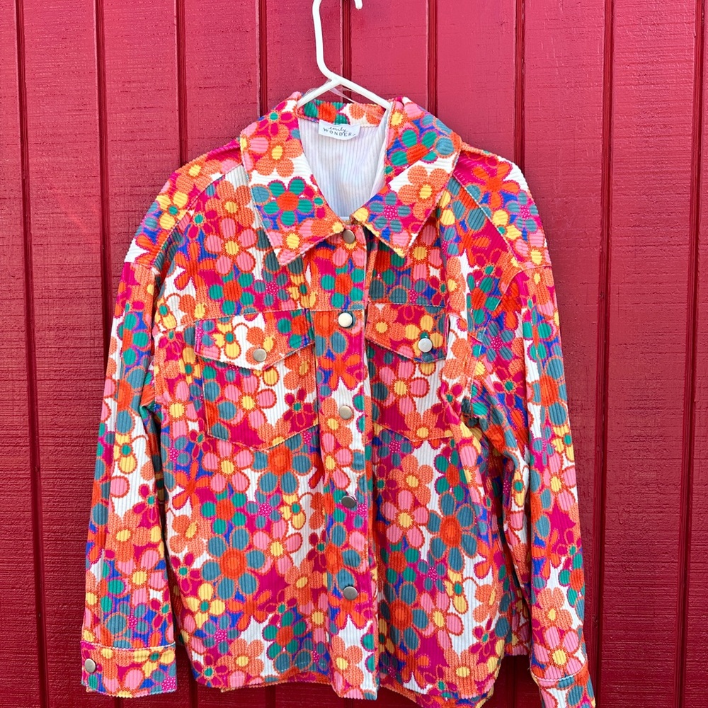 Vibrant Floral Corduroy Jacket